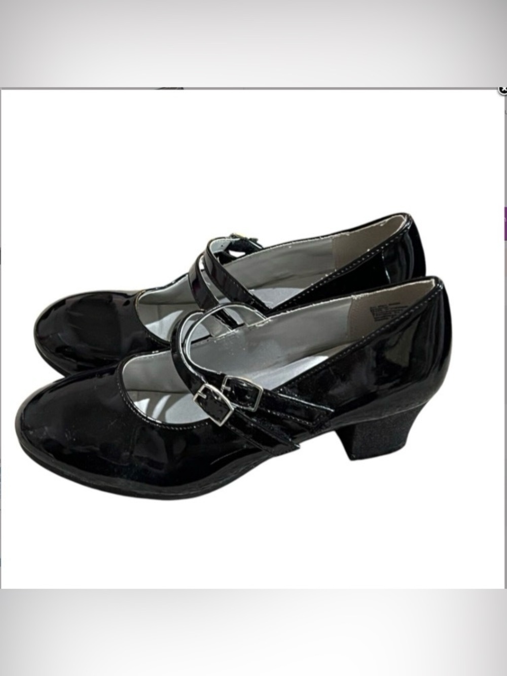 American Eagle Outfitters Black Patent Mary Jane Heels with Double Straps
